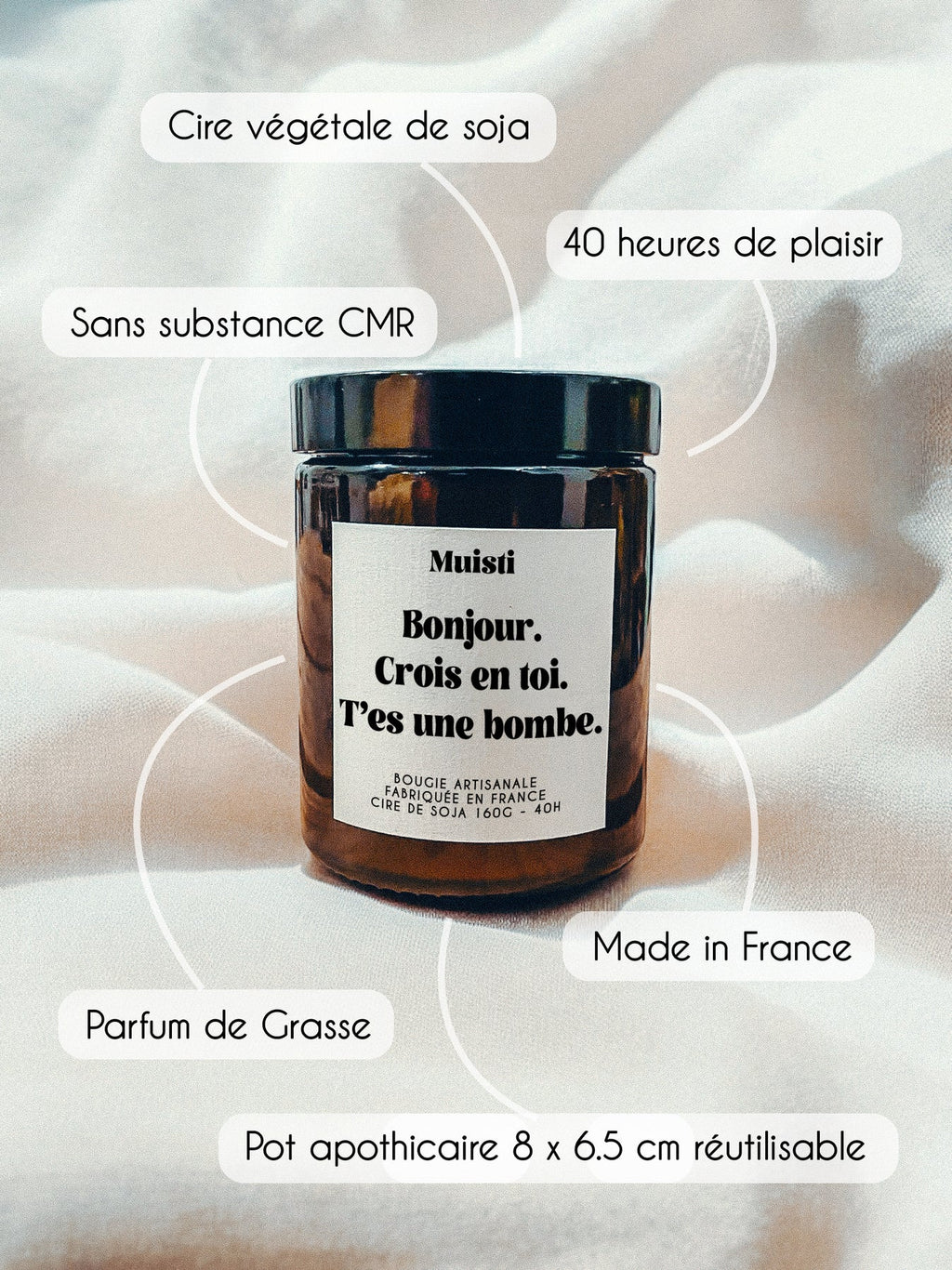 Bougie Parfumée - Bonjour. Crois en toi. T'es une bombe.