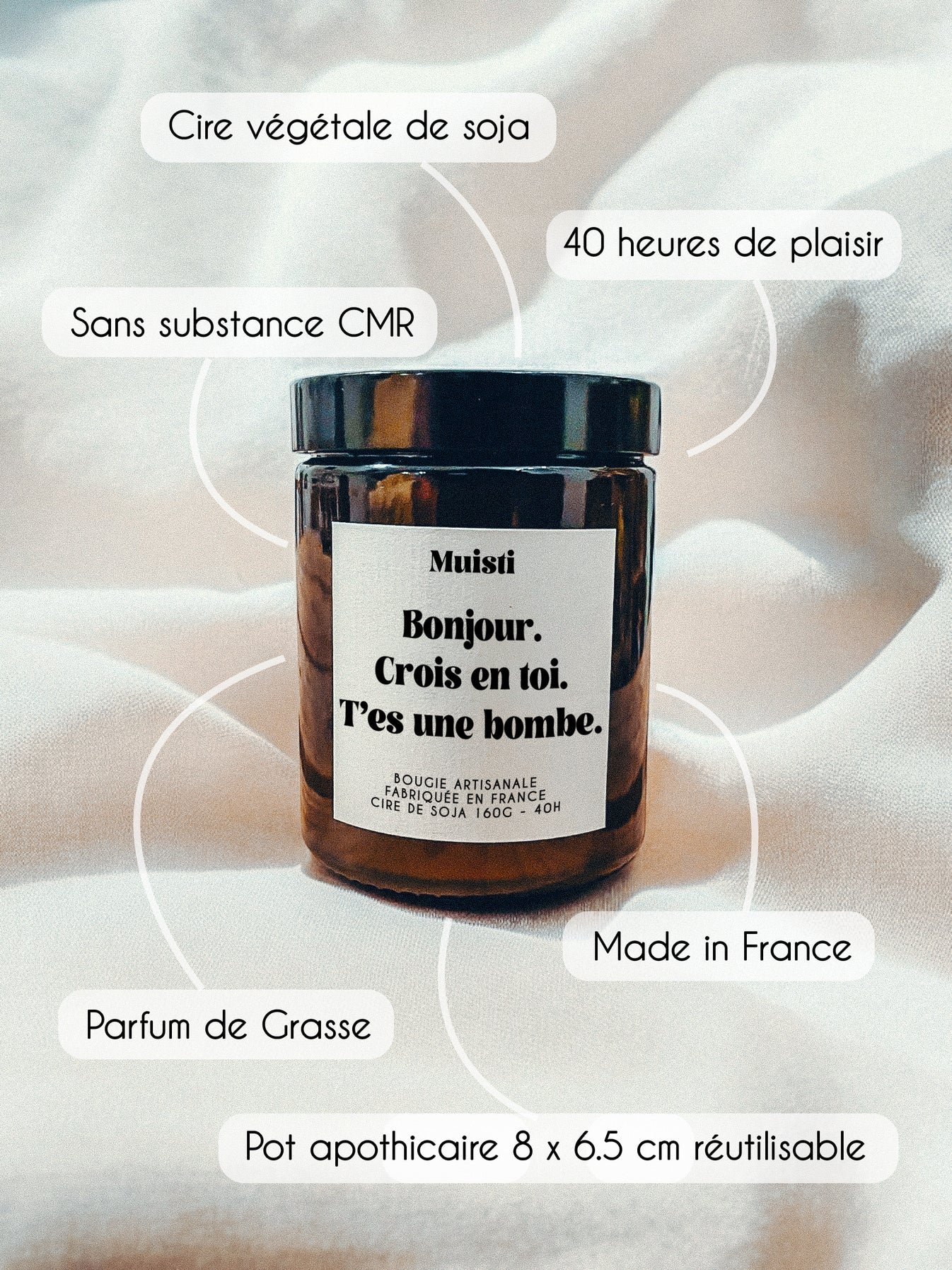 Bougie Parfumée - Bonjour. Crois en toi. T'es une bombe.